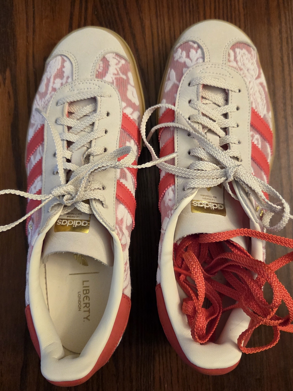 Adidas Liberty London Gazelle Women’s Red Lace-Pattern Sneakers - Picture 7 of 8